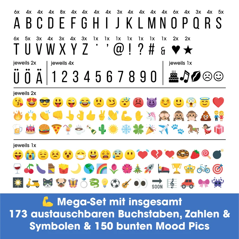 LED-Leuchtkasten Haus - 173 Buchstaben & 150 Moodjis