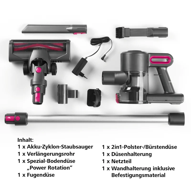 Akku-Zyklon-Staubsauger - anthrazit/pink