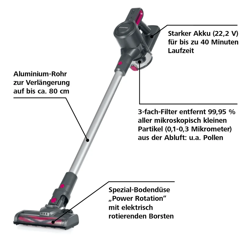 Akku-Zyklon-Staubsauger - anthrazit/pink