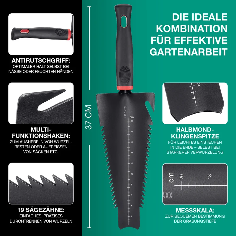 Schaufel mit Wurzelsäge - Schwarz/Rot