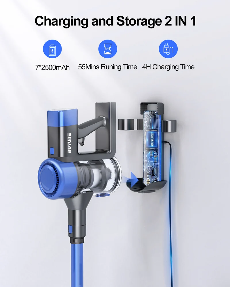 Buture VC50 Blue Cordless Vacuum Cleaner | 450W 33KPA
