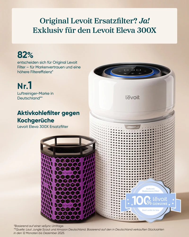Levoit Eleva 300X Luftreiniger Filter für Rauch & Feinstaub
