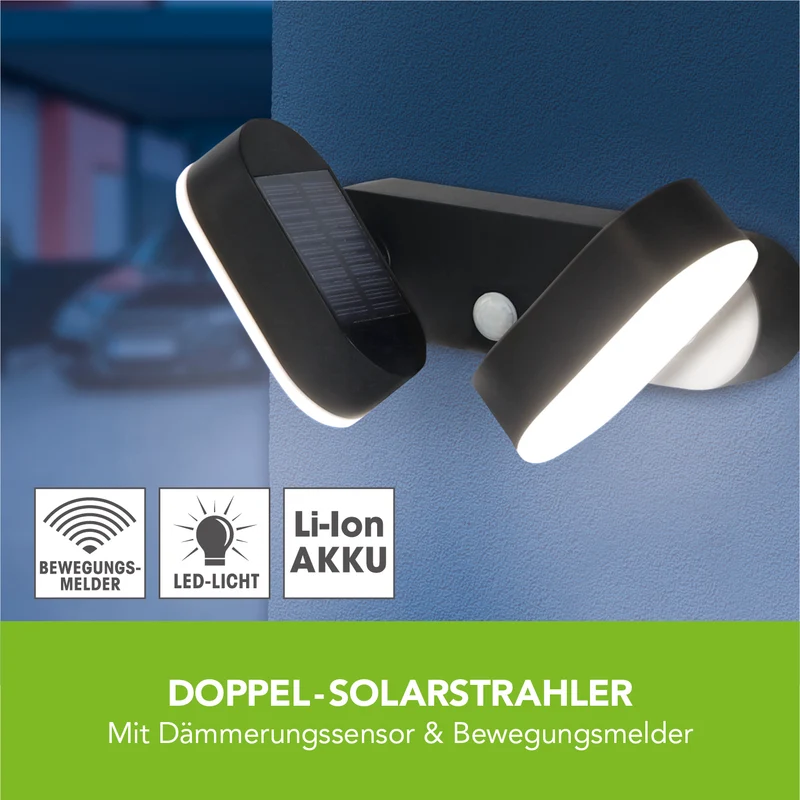 Doppel-Solarstrahler mit Bewegungsmelder - 2er-Set