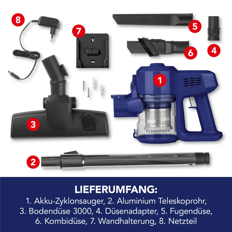 Akku-Zyklon-Staubsauger - blau/silber
