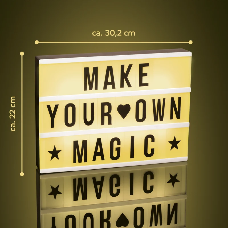 LED-Leuchtkasten mit 173 Buchstaben & Symbole inkl. Schreib-Set (3 Stifte & 20 Karten)