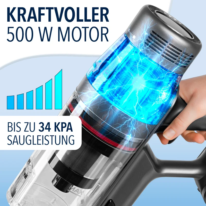 AeroTech 500 Staubsauger mit Absaugstation – Grau-Blau
