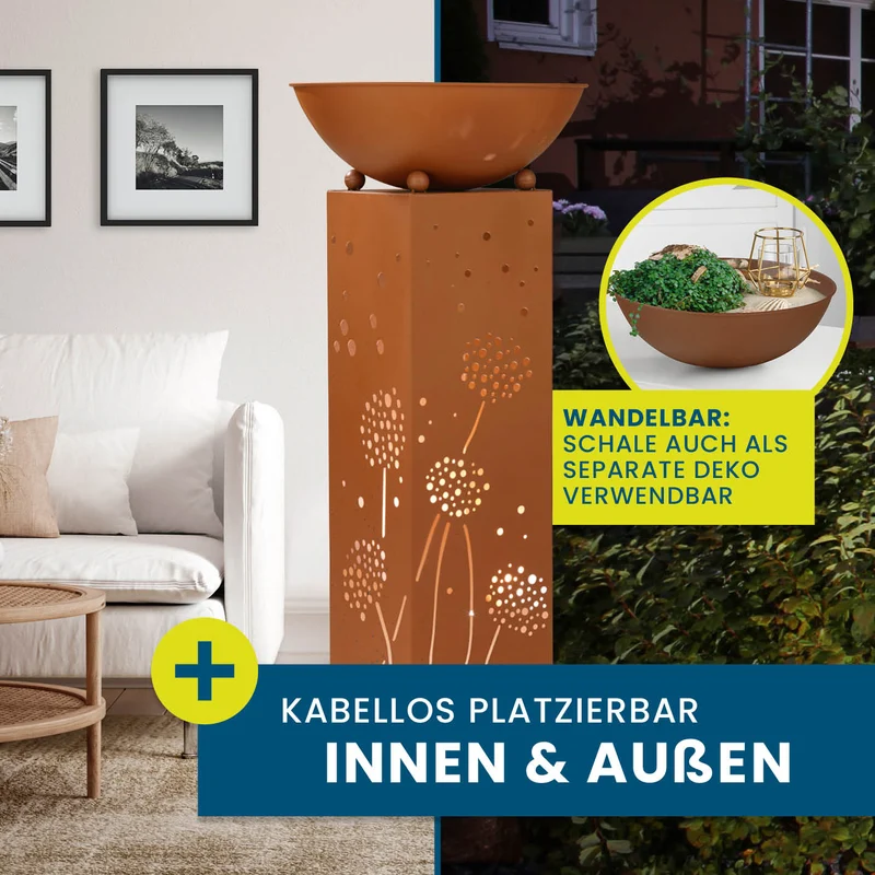 LED Pflanzsäule in Rost-Optik - 19 x 19 x 72 cm