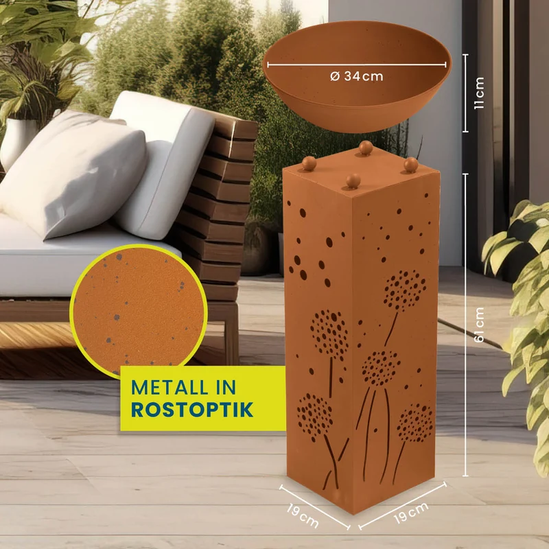 LED Pflanzsäule in Rost-Optik - 19 x 19 x 72 cm
