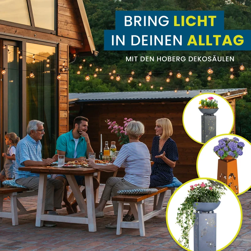 LED Pflanzsäule in Rost-Optik - 19 x 19 x 72 cm