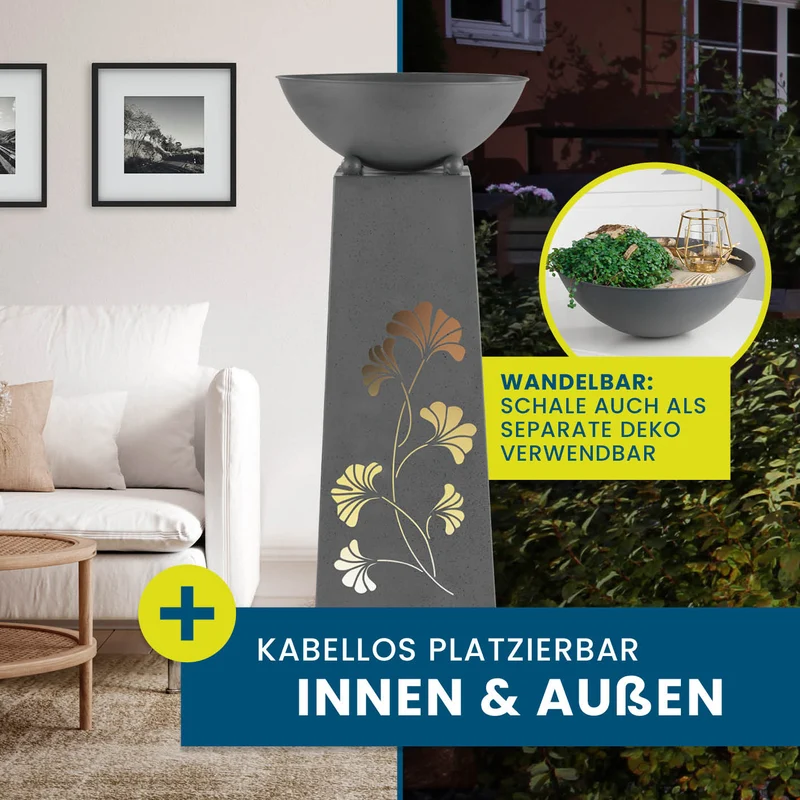 LED Pflanzsäule in Beton-Optik - 23 x 23 x 70 cm