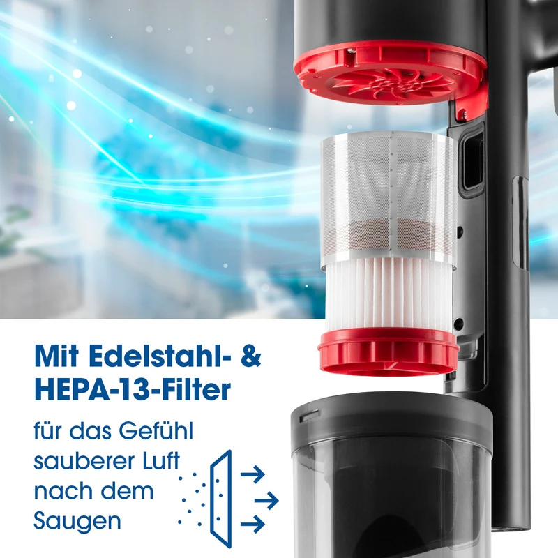 Akku-Zyklon-Staubsauger 22,2V - schwarz/rot