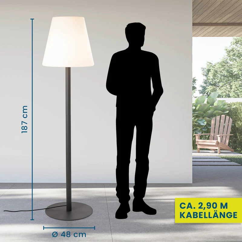 LED-Standleuchte dimmbar - 187 cm - schwarz/weiß