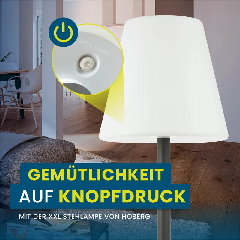 LED-Standleuchte dimmbar - 187 cm - schwarz/weiß