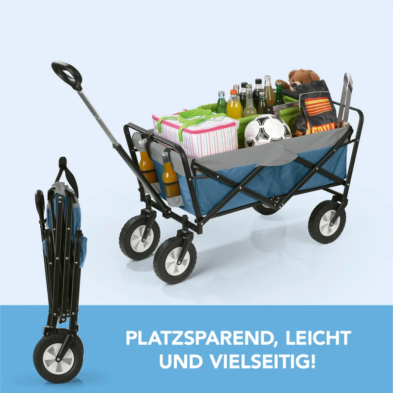 Bollerwagen faltbar - blau/grau