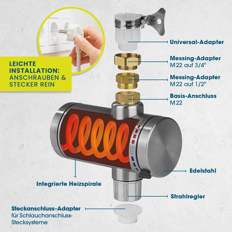 elektrischer Universal-Durchlauferhitzer für den Außenbereich
