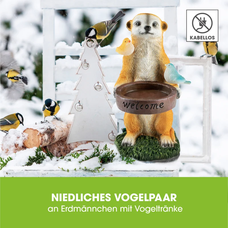 Solarleuchte Erdmännchen als Vogeltränke