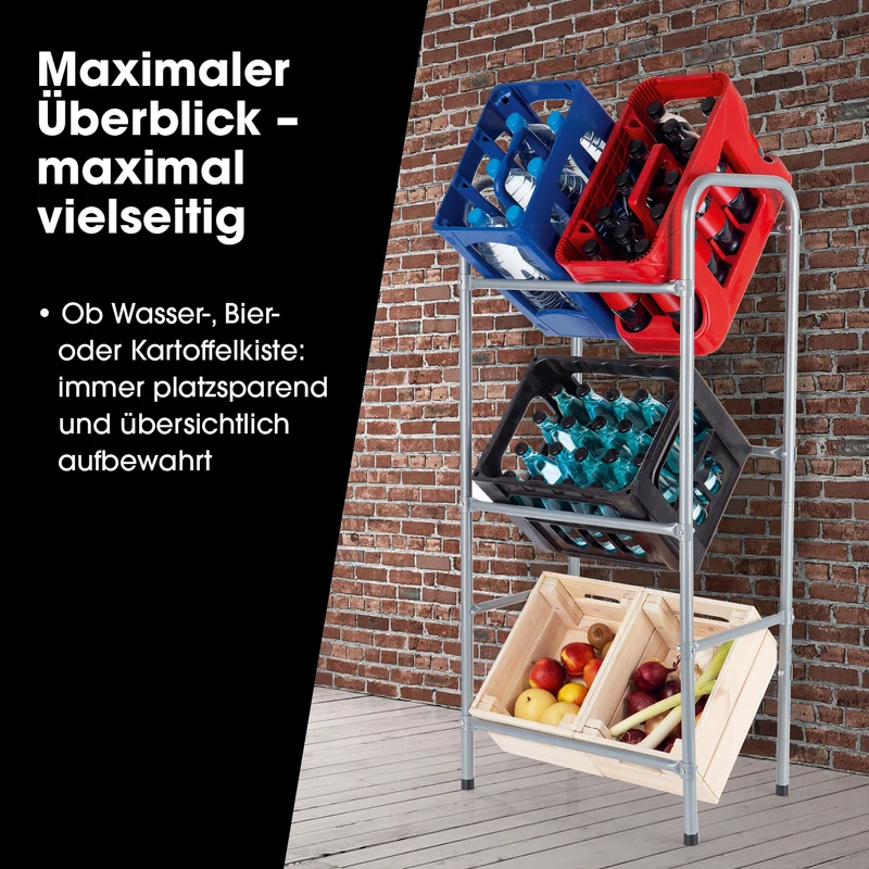 Getränkekistenregal aus Metall für 3 Kästen 2er-Set