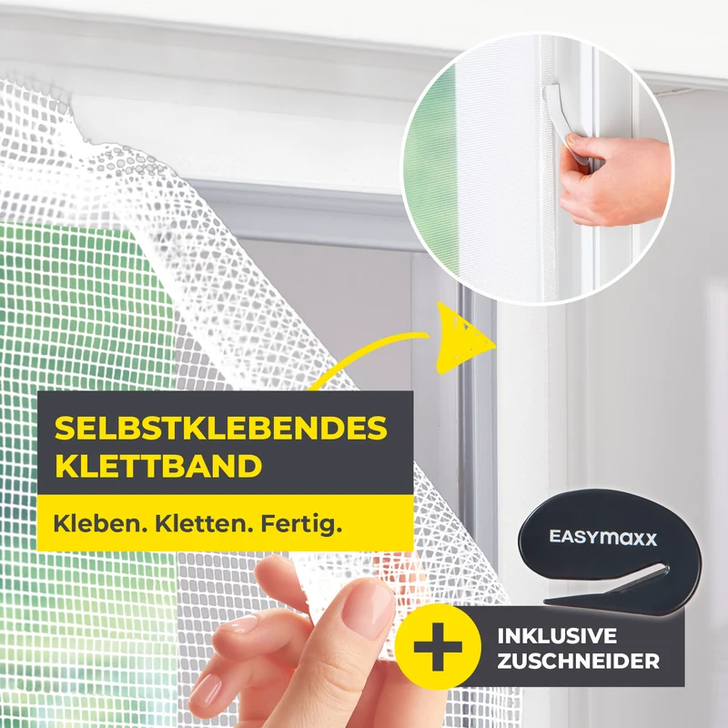 Moskitonetz für Fenster mit selbstklebendem Klettband - 150 x 180 cm - Weiß