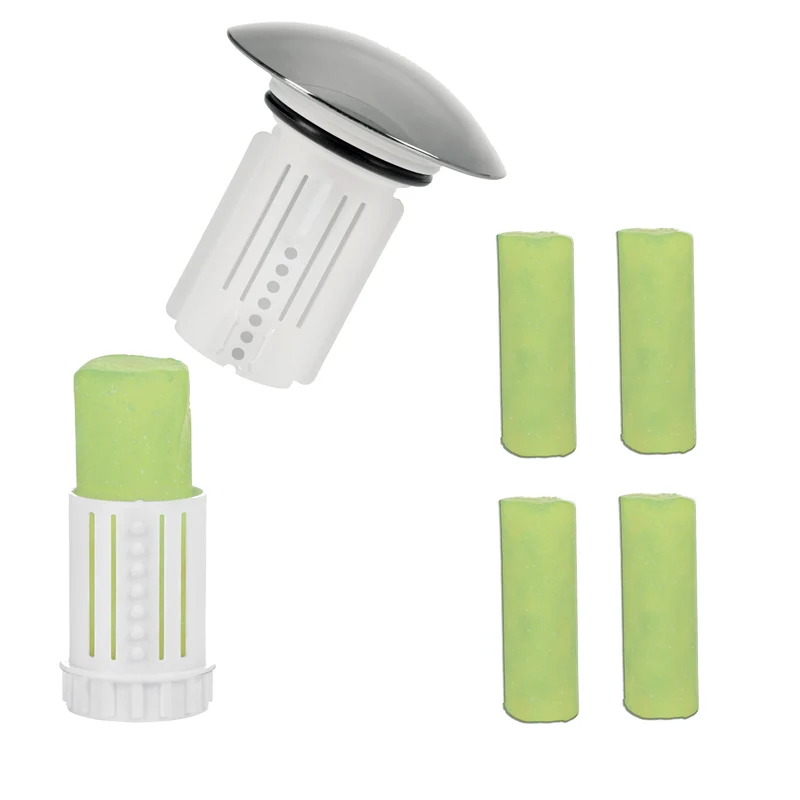 Abfluss-Fee Waschbecken - 1x Verschlussstopfen & 5x Duftstein Zitrone/Apfel