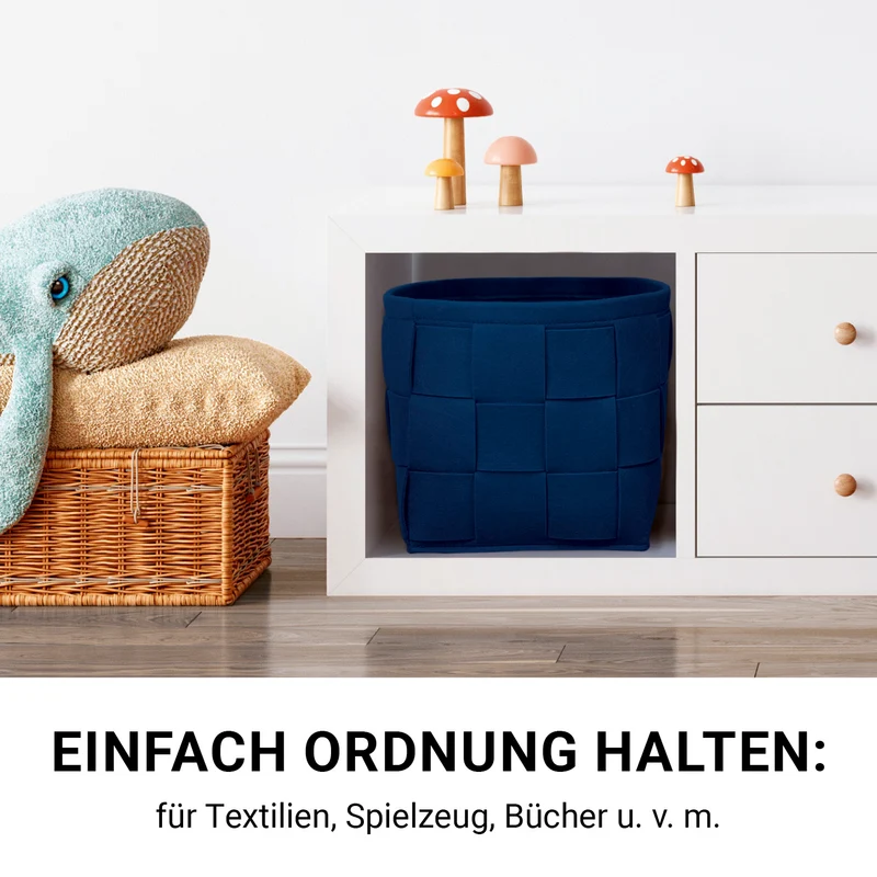 Filz-Aufbewahrungskorb M - 32 x 32 x 32 cm - Dunkelblau