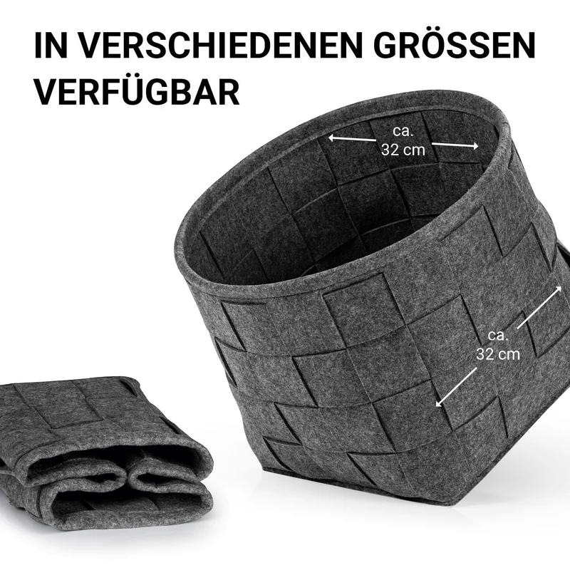 Filz-Aufbewahrungskorb M - 32 x 32 x 32 cm - Dunkelgrau