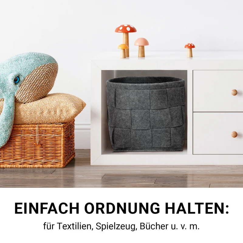 Filz-Aufbewahrungskorb M - 32 x 32 x 32 cm - Dunkelgrau