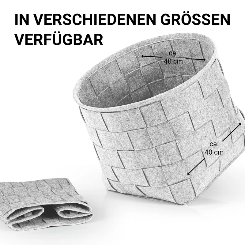 Filz-Aufbewahrungskorb L - 40 x 40 x 40 cm - Hellgrau
