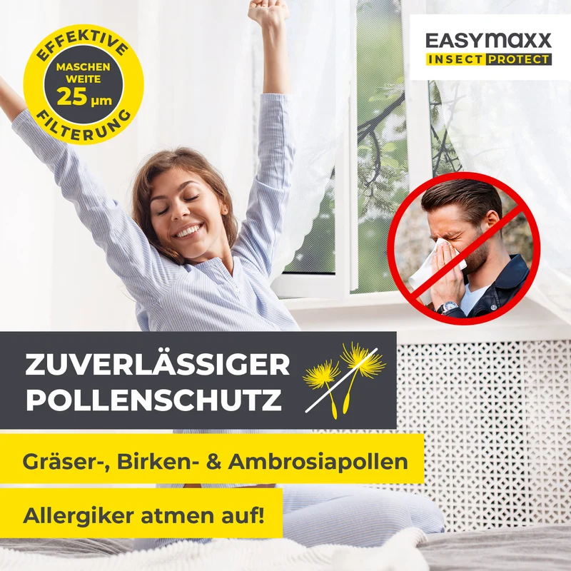 Insekten- & Pollenschutzgitter mit Magnetbefestigung - 2er-Set - 110 x 130 cm - Schwarz