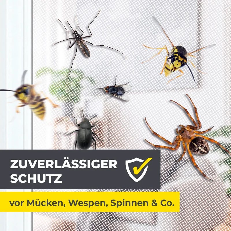 Moskitonetz für Fenster mit selbstklebendem Klettband - 4er-Set - 130 x 150 cm - Weiß