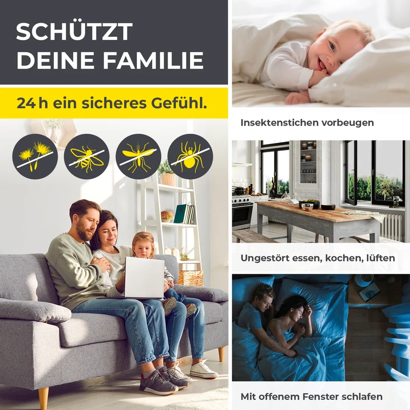 Insekten- & Pollenschutzgitter mit Magnetbefestigung - 2er-Set - 150 x 180 cm - Schwarz