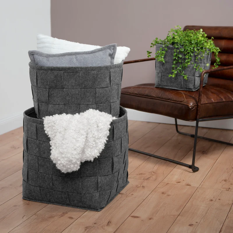 Filz-Aufbewahrungstasche L - 40 x 30 x 30 cm - Dunkelgrau