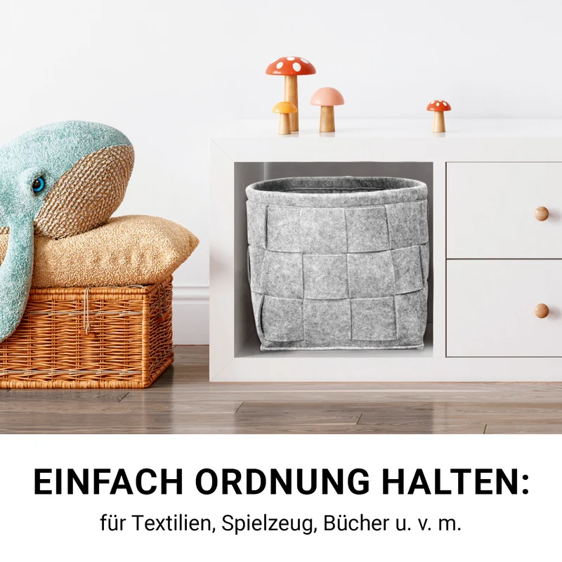 Filz-Aufbewahrungstasche L - 40 x 30 x 30 cm - Hellgrau