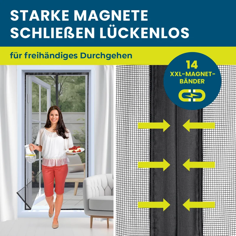 Insektenschutzvorhang - mit XXL-Magnetbändern - 90 x 210 cm