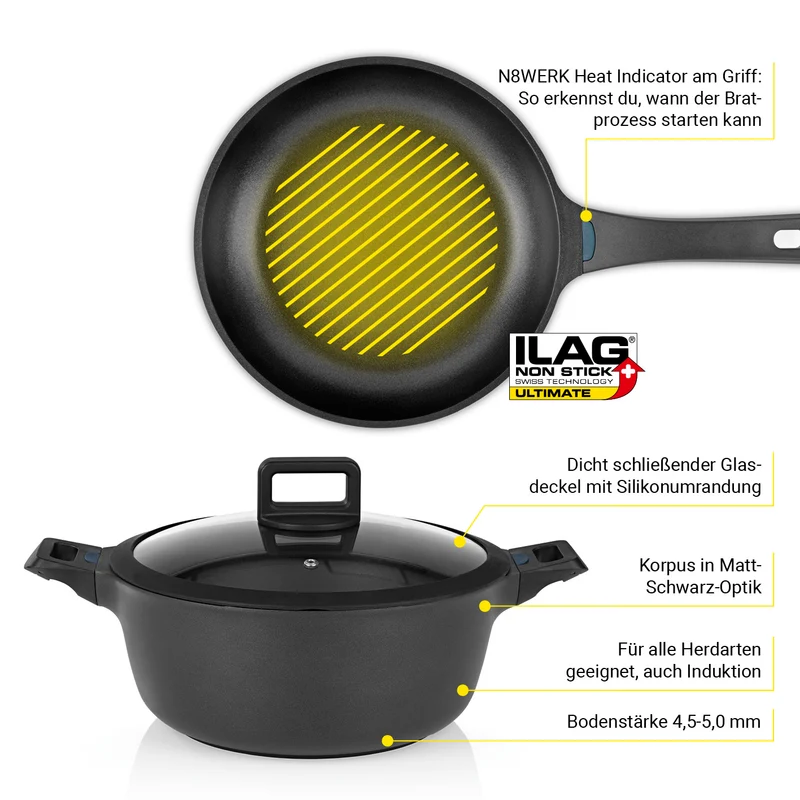 Aluguss-Topf- und Pfannen-Set - 11-teilig