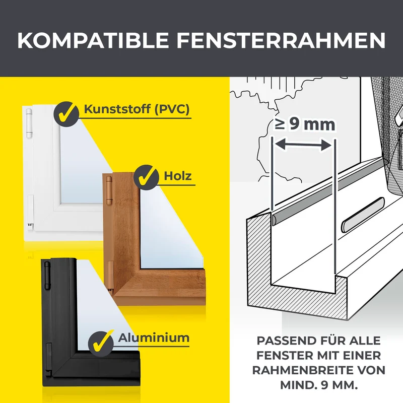 Insektenschutzgitter mit Magnetbefestigung - 150 x 180 cm - Schwarz