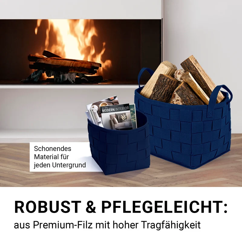 Filz-Aufbewahrungstasche L - 40 x 30 x 30 cm - Dunkelblau
