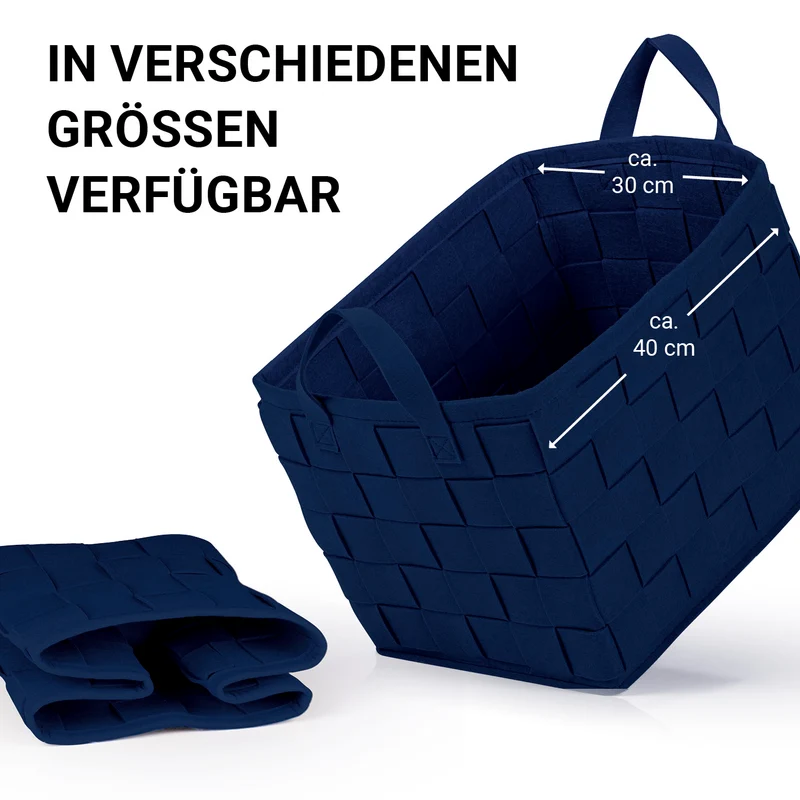 Filz-Aufbewahrungstasche L - 40 x 30 x 30 cm - Dunkelblau