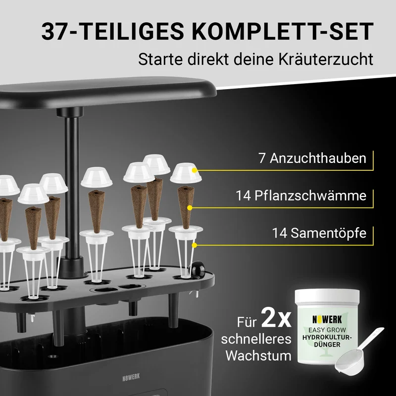 Hydroponische Pflanzenanzuchtstation mit Display + Ersatz-Set 56-tlg.