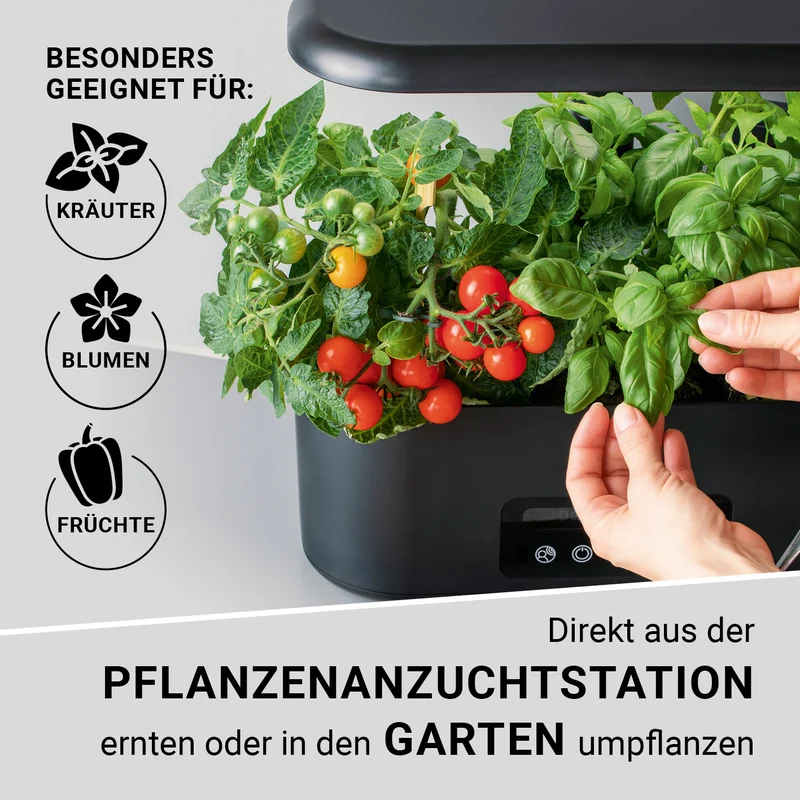 Hydroponische Pflanzenanzuchtstation mit Display + Ersatz-Set 56-tlg.