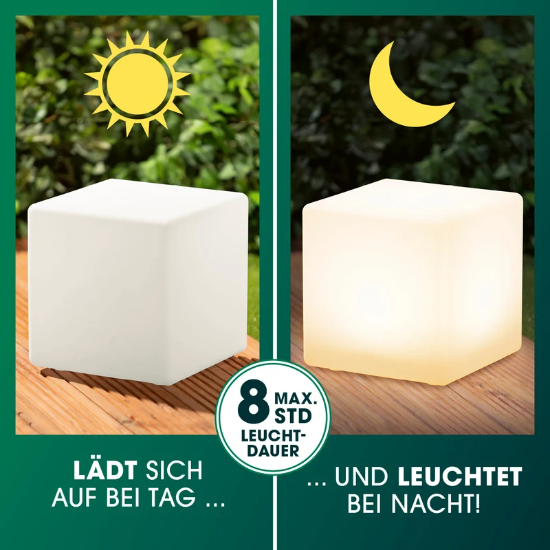 Solar-Dekowürfel mit Fernbedienung & Farbwechsel - 2er-Set