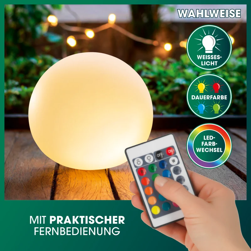 Solar-Dekokugel mit Farbwechsel - 2er-Set