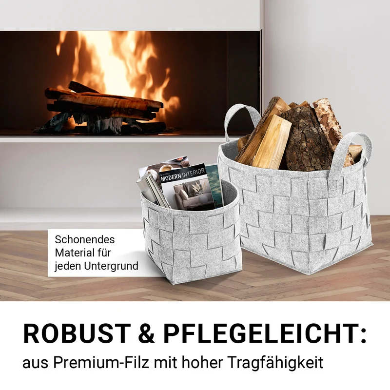 Filz-Aufbewahrungskorb M - 32 x 32 x 32 cm - Hellgrau