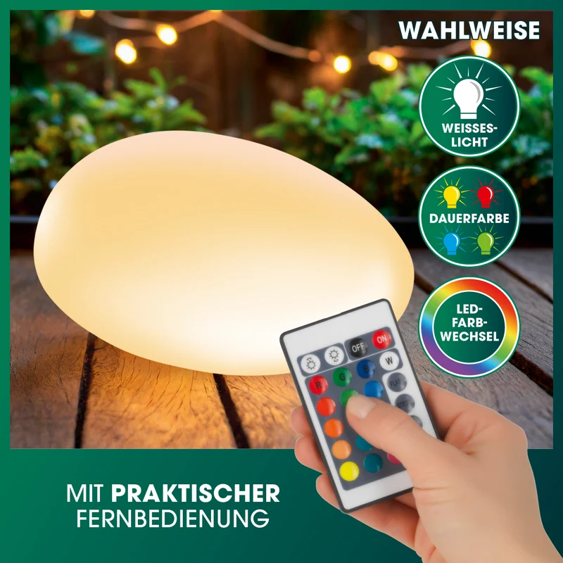 Solar-Leuchte Stein mit Farbwechsel