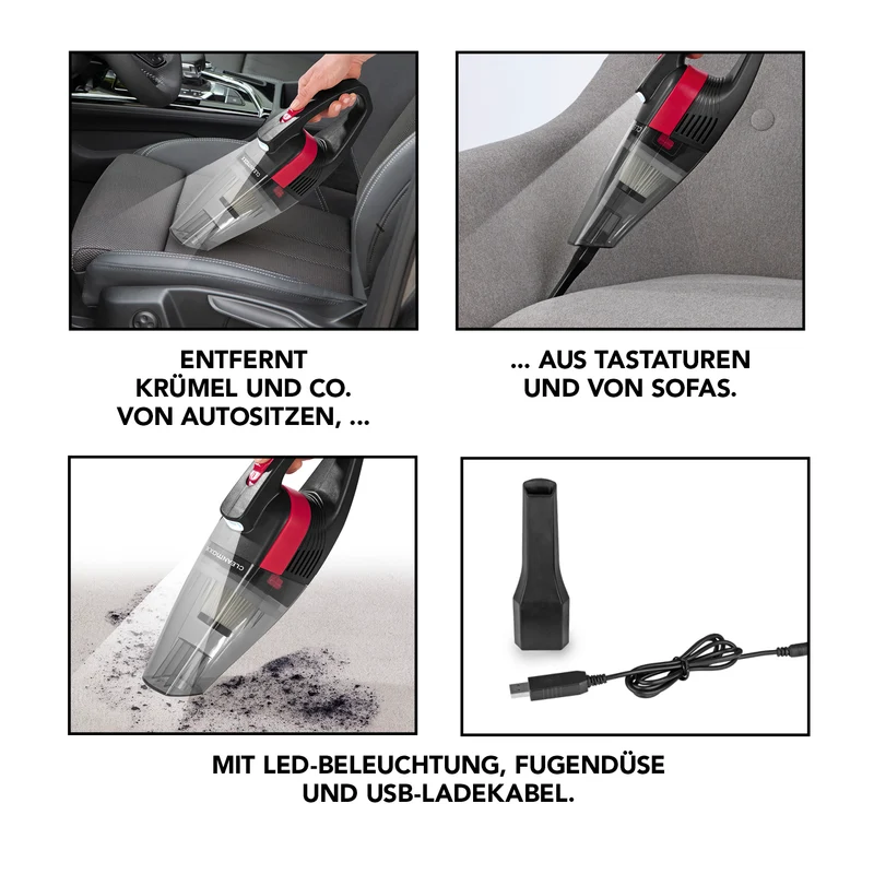 Akku-Handstaubsauger - grau/rot