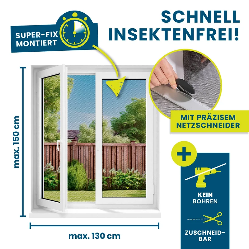 Insektenschutzgitter mit Magnetbefestigung 4er-Set