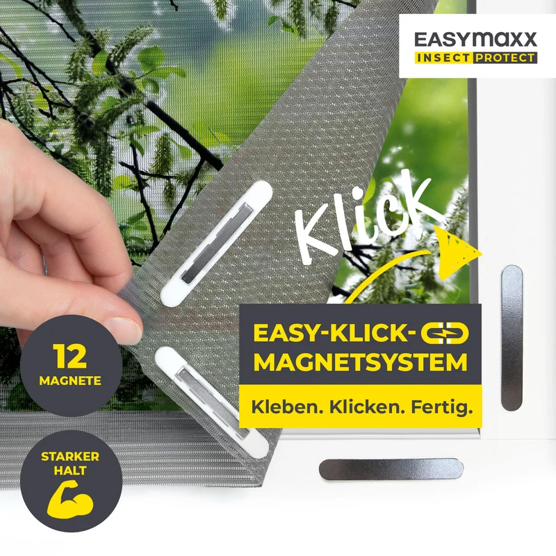 Insekten- & Pollenschutzgitter mit Magnetbefestigung für Fenster bis zu 130 x 150 cm