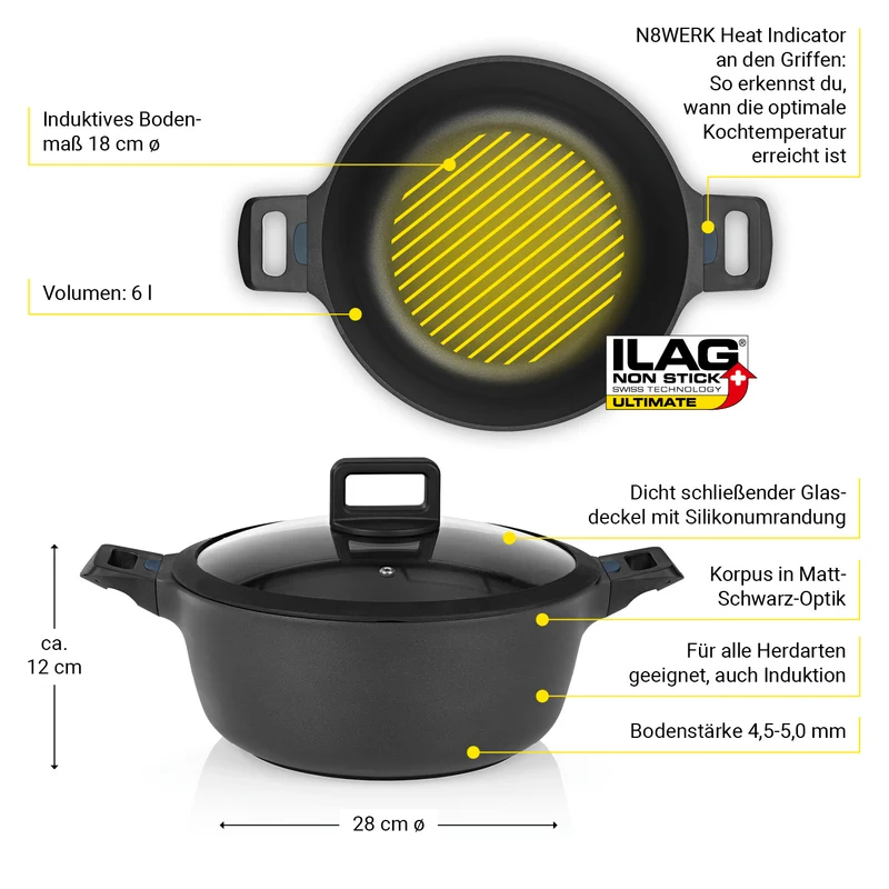 Aluguss-Kochtopf in der Midnight Edition - 28 cm