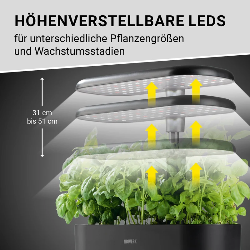 Hydroponische Pflanzenanzuchtstation mit Display