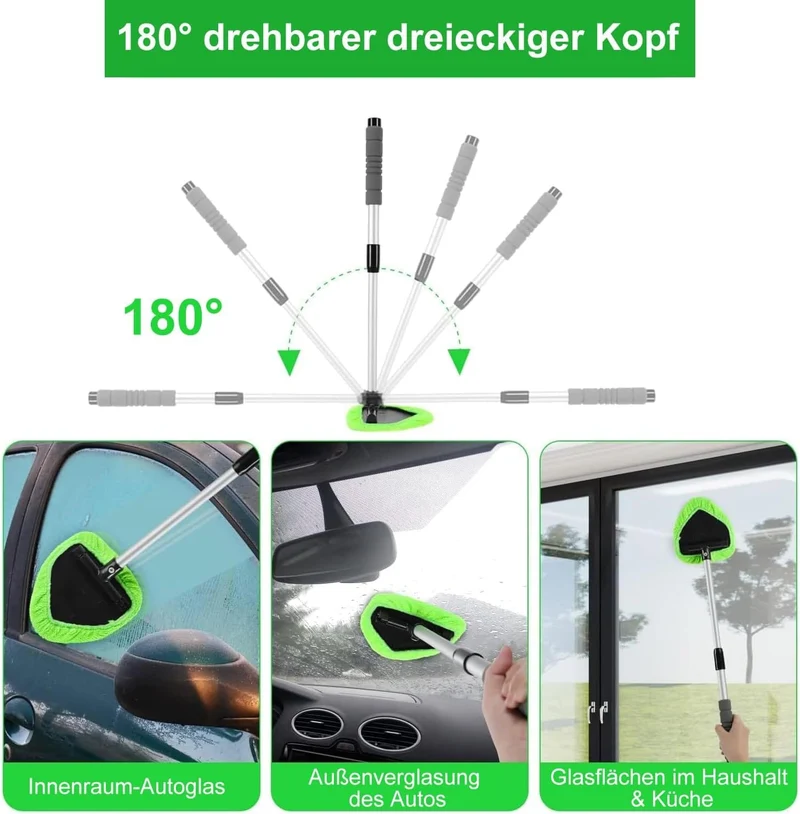 Auto Windschutzscheiben Reiniger SetAuto Windschutzscheiben Reiniger Set – 48 cm, Mikrofaser, Teleskopstiel & Sprühflasche