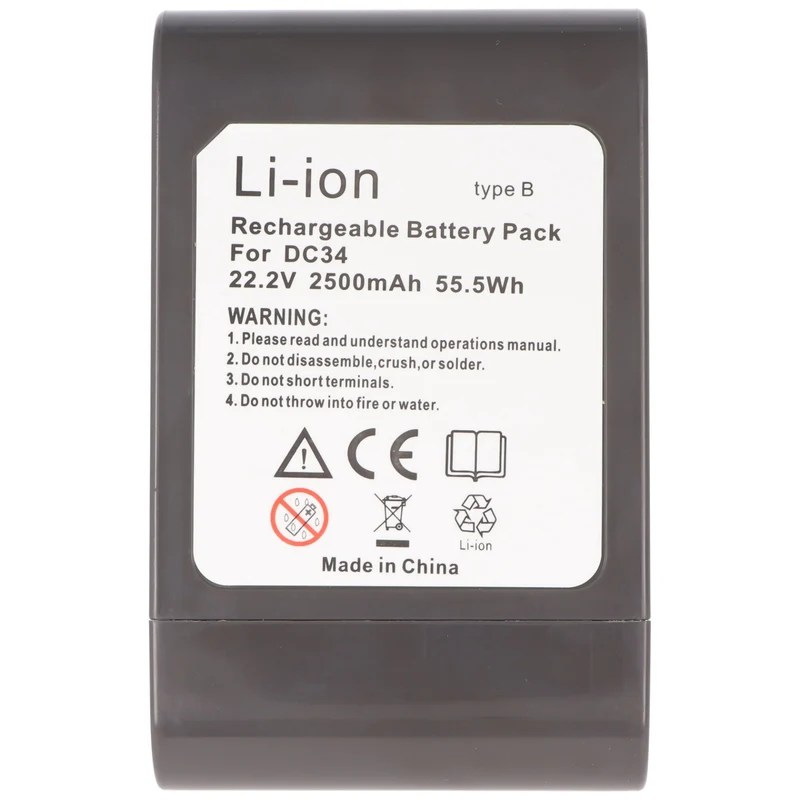 AccuCell Li-Ion Akku 2500mAh 22,2V passend für Dyson DC34, DC35, DC45 Typ B, DC57, bitte Bilder mit dem vorhandenen Akku vergleichen